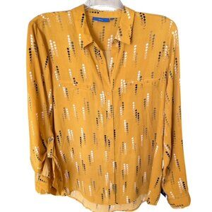 NWT APT 9 Button Front Blouse/Top, Dark Yellow, XL